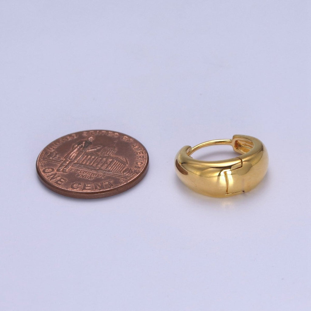 24K Gold plated DOME Hoops • Bold Gold Hoops Minimalist, Light Weight, Perfect for Everyday Wear T-303 - DLUXCA