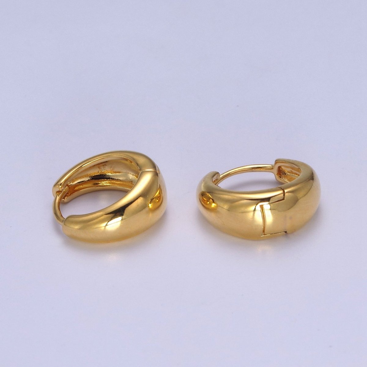 24K Gold plated DOME Hoops • Bold Gold Hoops Minimalist, Light Weight, Perfect for Everyday Wear T-303 - DLUXCA