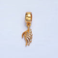 24K Gold plated Dotted Micro Paved CZ Angel Wing Rhondelle Bail Drop Pendant | X623 - DLUXCA