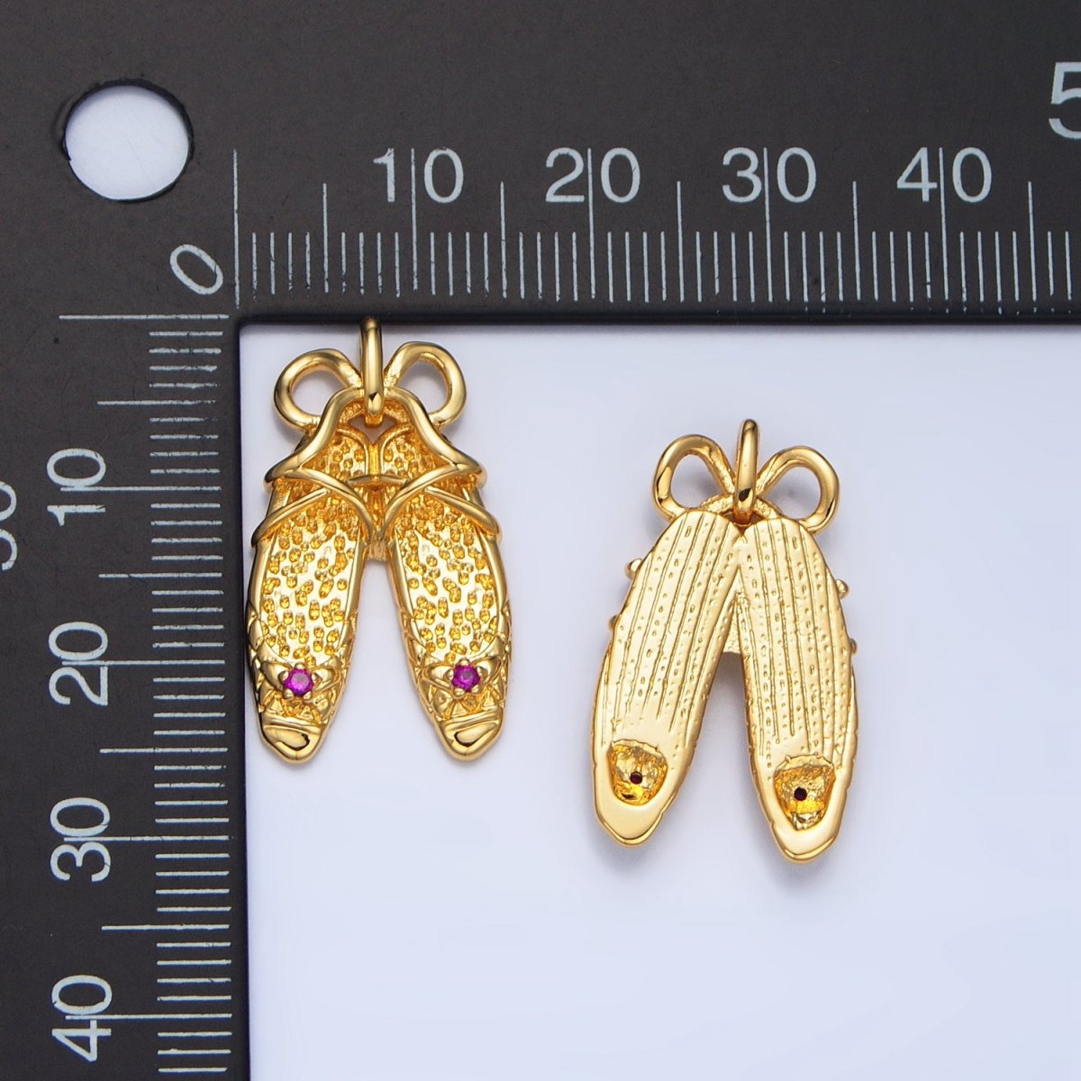 24K Gold plated Dotted Ribbon Ballet Dancing Shoes Pendant in Gold & Silver | AA117