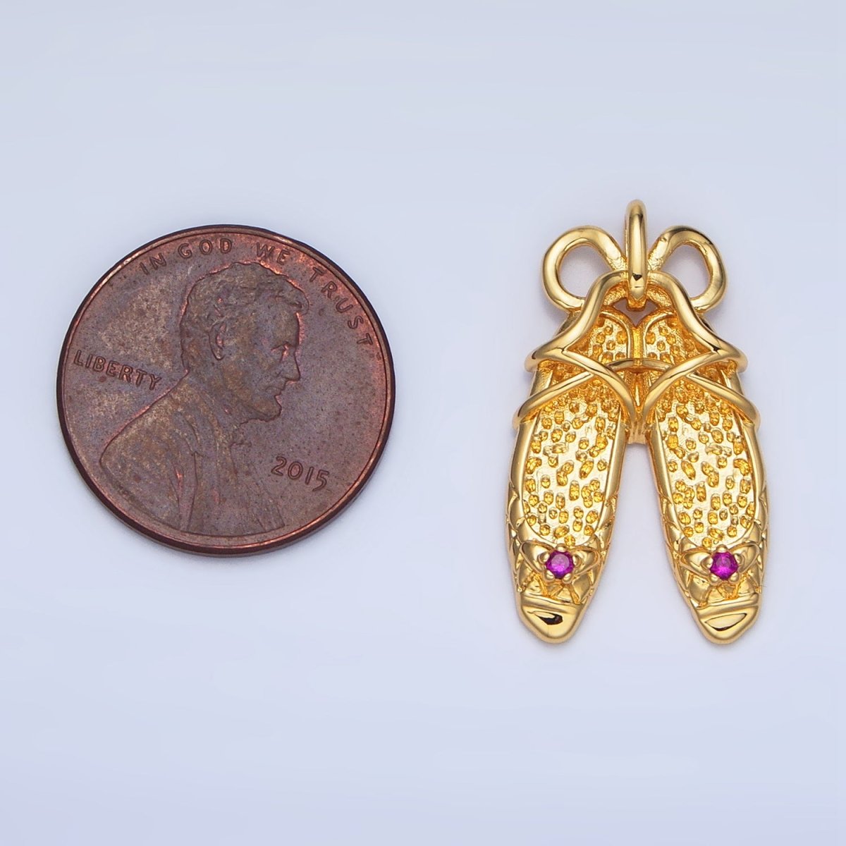 24K Gold plated Dotted Ribbon Ballet Dancing Shoes Pendant in Gold & Silver | AA117