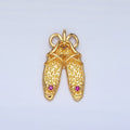 24K Gold plated Dotted Ribbon Ballet Dancing Shoes Pendant in Gold & Silver | AA117