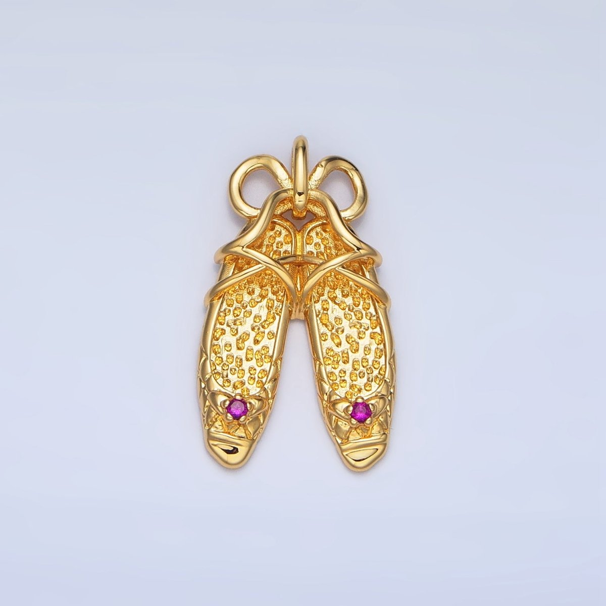 24K Gold plated Dotted Ribbon Ballet Dancing Shoes Pendant in Gold & Silver | AA117