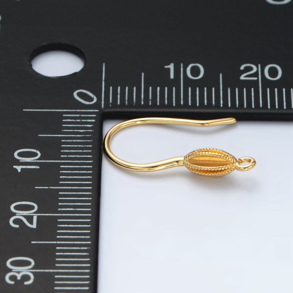 24K Gold plated Dotted Sphere French Hook Earrings Findings | L076 - DLUXCA