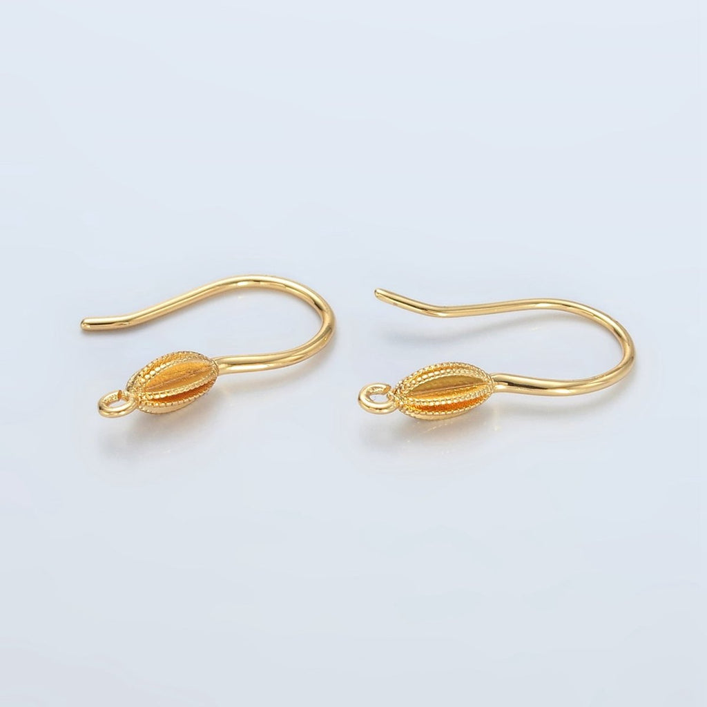 24K Gold plated Dotted Sphere French Hook Earrings Findings | L076 - DLUXCA