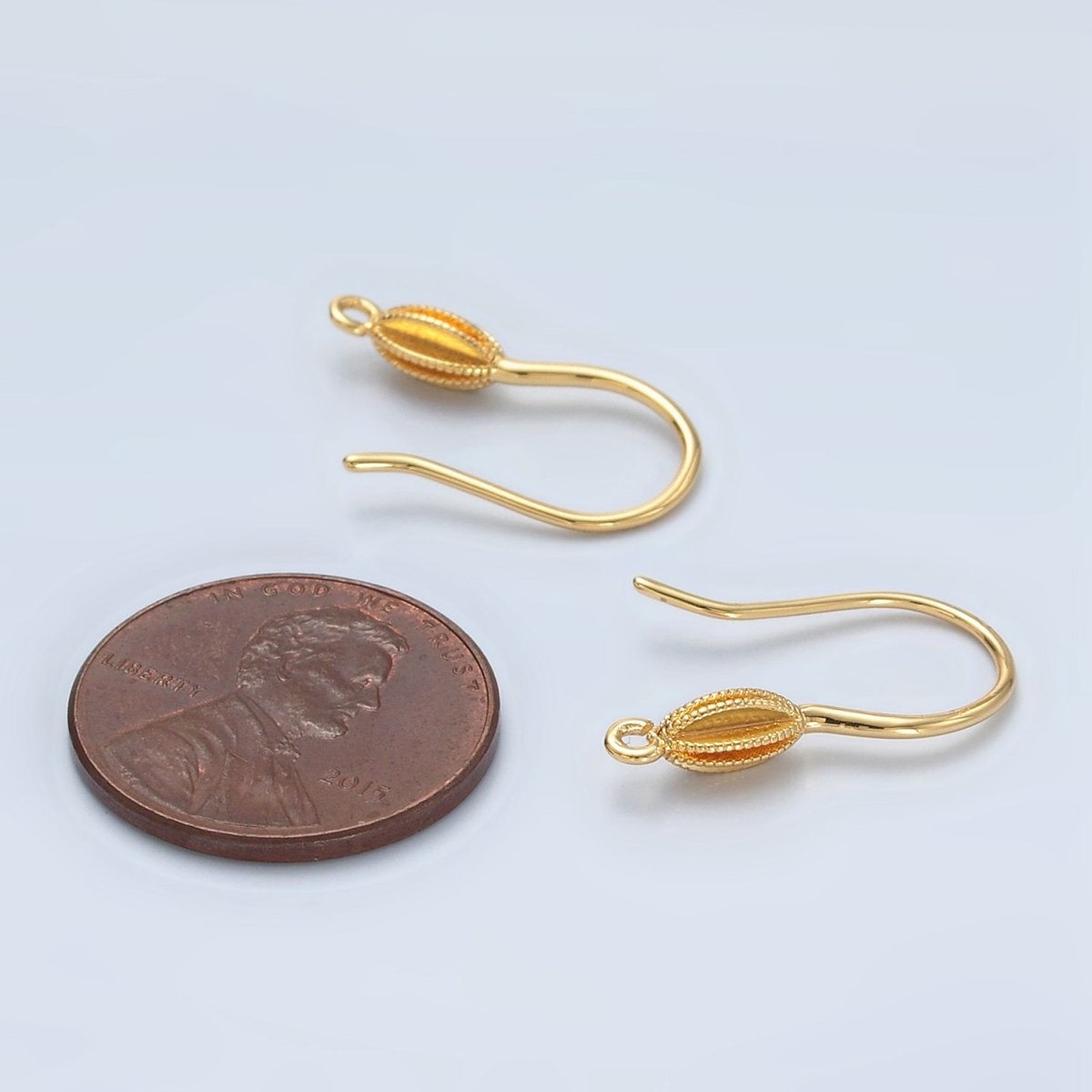 24K Gold plated Dotted Sphere French Hook Earrings Findings | L076 - DLUXCA