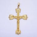 24K Gold plated Dotted Textured Jesus Crucifix Cross Religious Pendant | AA203 - DLUXCA