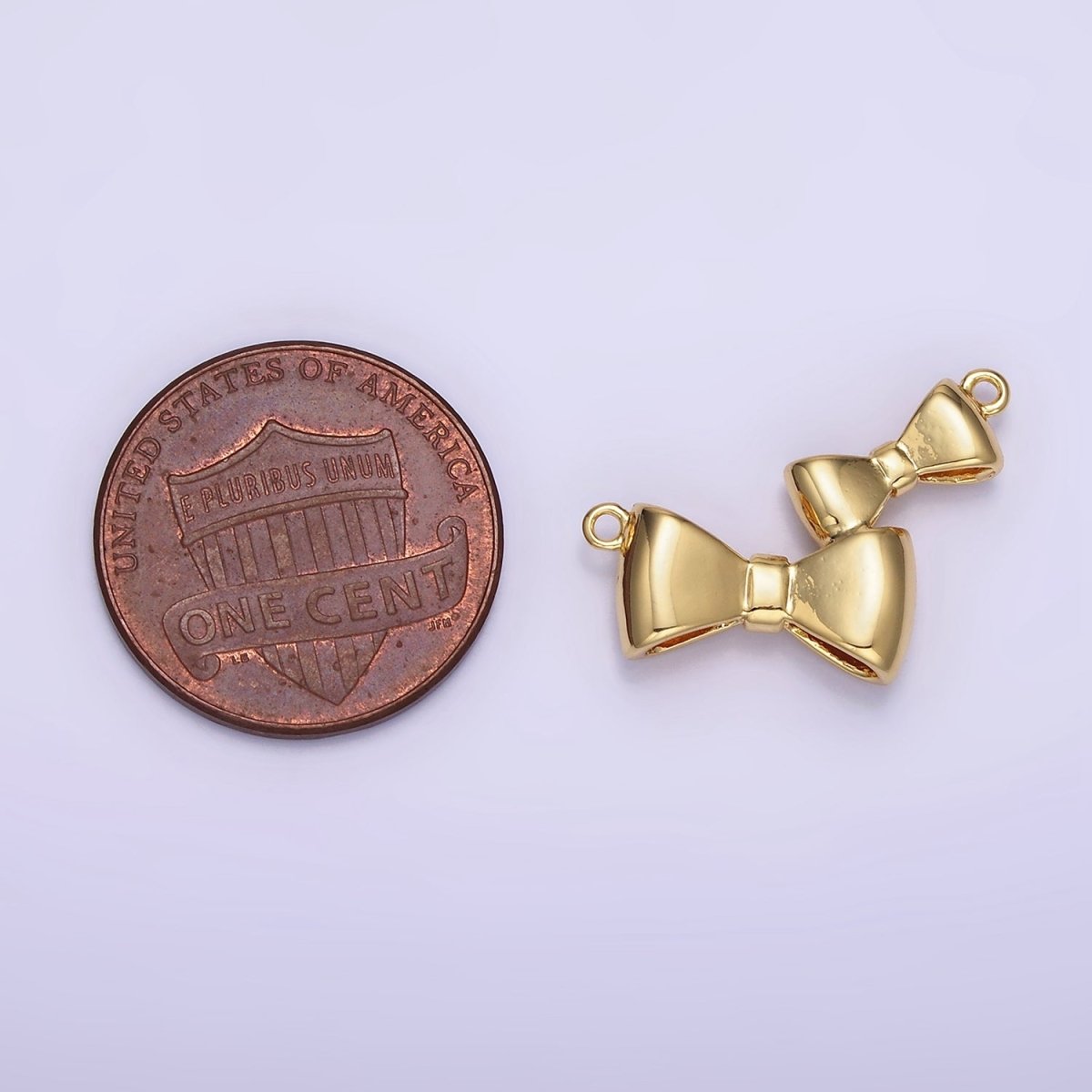 24K Gold plated Double Bow Ribbon Minimalist Connector | F014 - DLUXCA