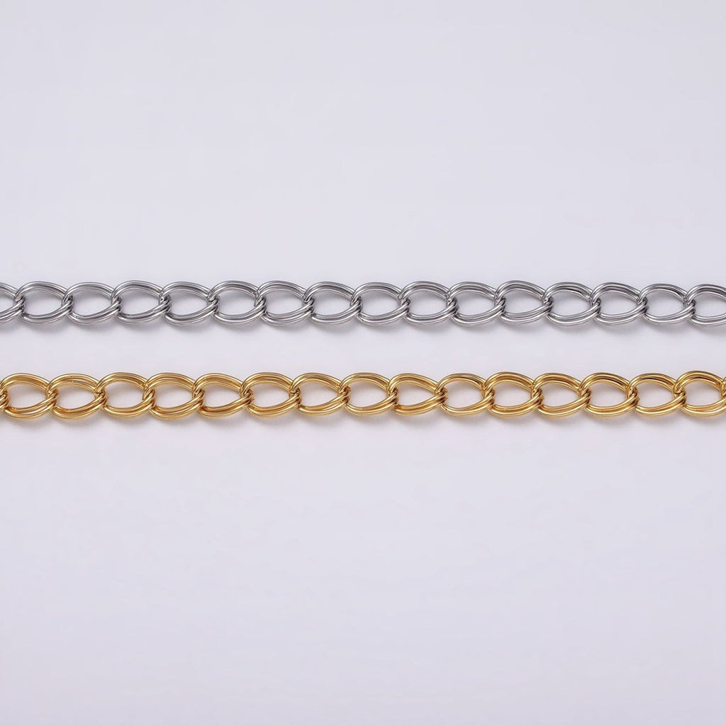 24K Gold plated Double Cable Chain 6.1 mm Oval Cable Link Unfinished Chain by Yard | ROLL-1297 ROLL-1298 Clearance Pricing