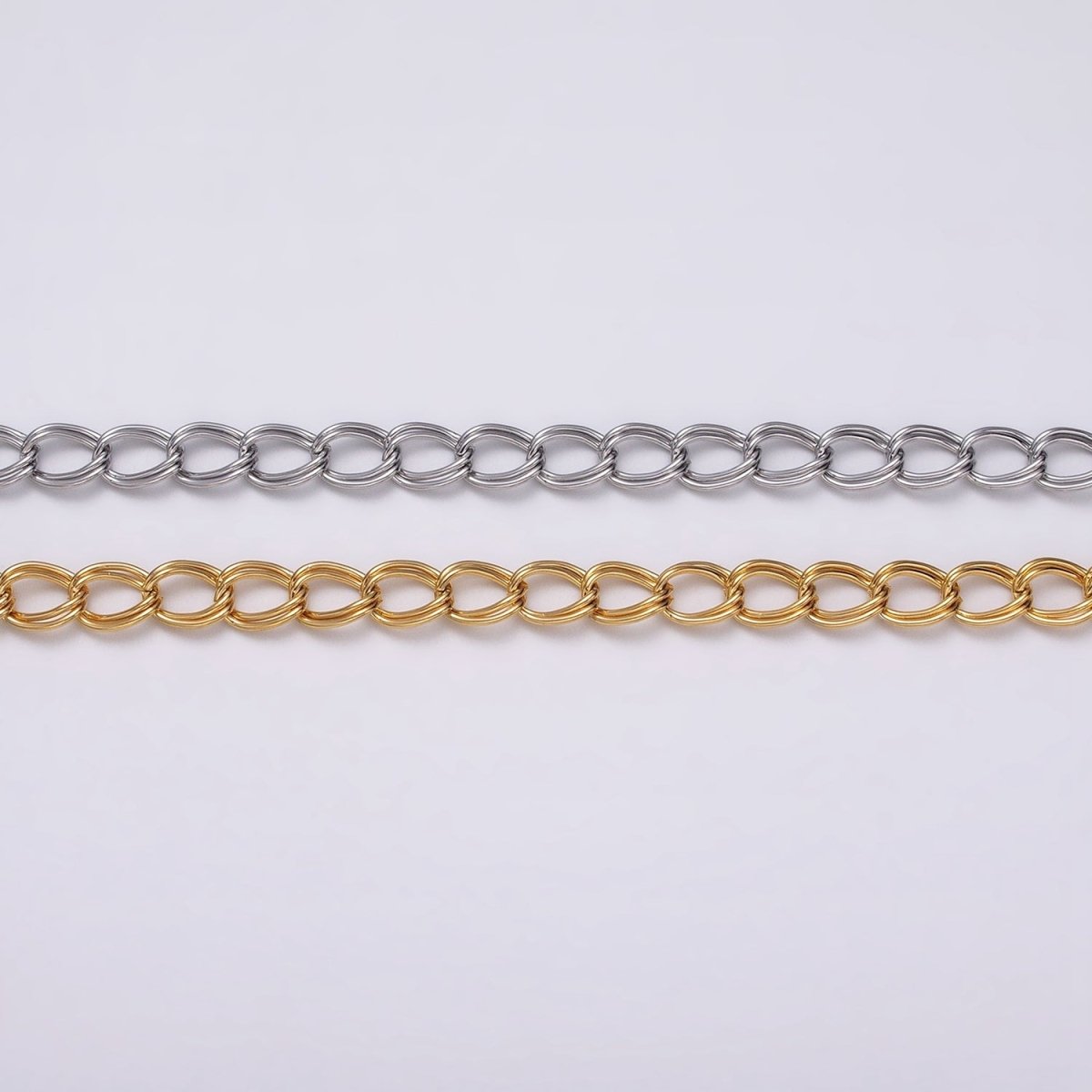 24K Gold plated Double Cable Chain 6.1 mm Oval Cable Link Unfinished Chain by Yard | ROLL-1297 ROLL-1298 Clearance Pricing