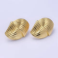24K Gold plated Double Curved Puffed Lined Geometric Stud Earrings in Gold & Silver | T314 T315 - DLUXCA