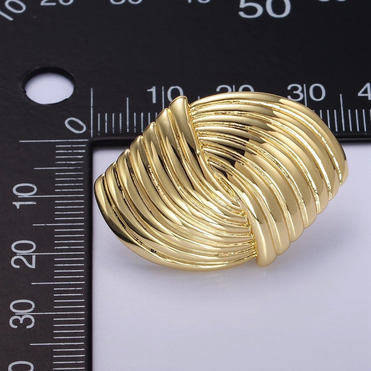 24K Gold plated Double Curved Puffed Lined Geometric Stud Earrings in Gold & Silver | T314 T315 - DLUXCA
