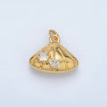 24K Gold plated Double CZ Clam Sea Shell Mini Charm | AC149 - DLUXCA
