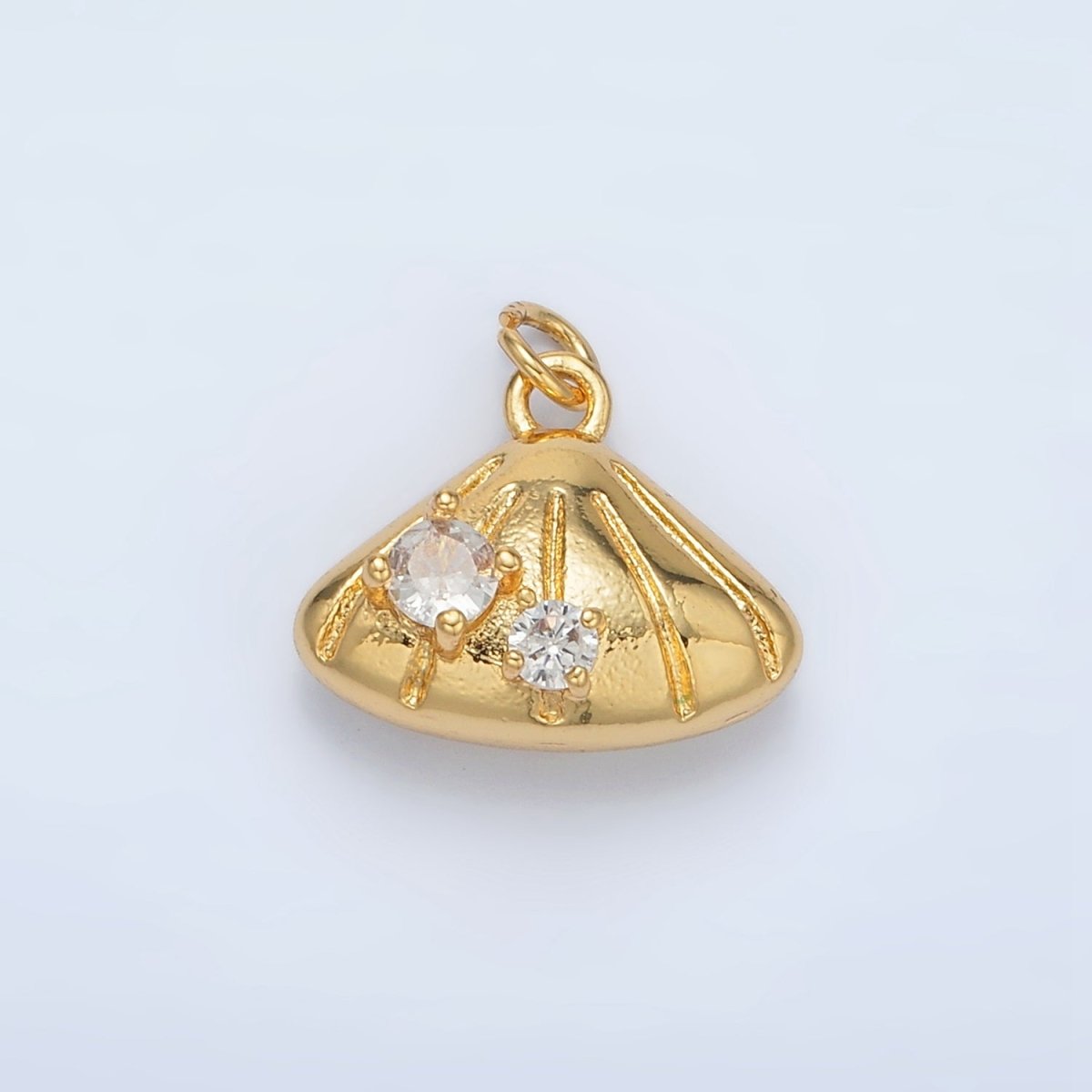 24K Gold plated Double CZ Clam Sea Shell Mini Charm | AC149 - DLUXCA