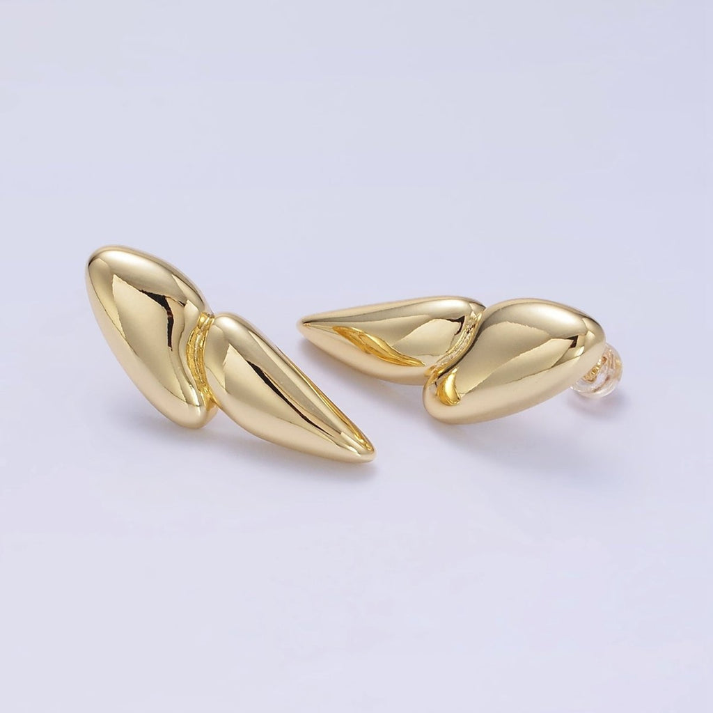24K Gold plated Double Geometric Molten Stud Earrings | P114 - DLUXCA