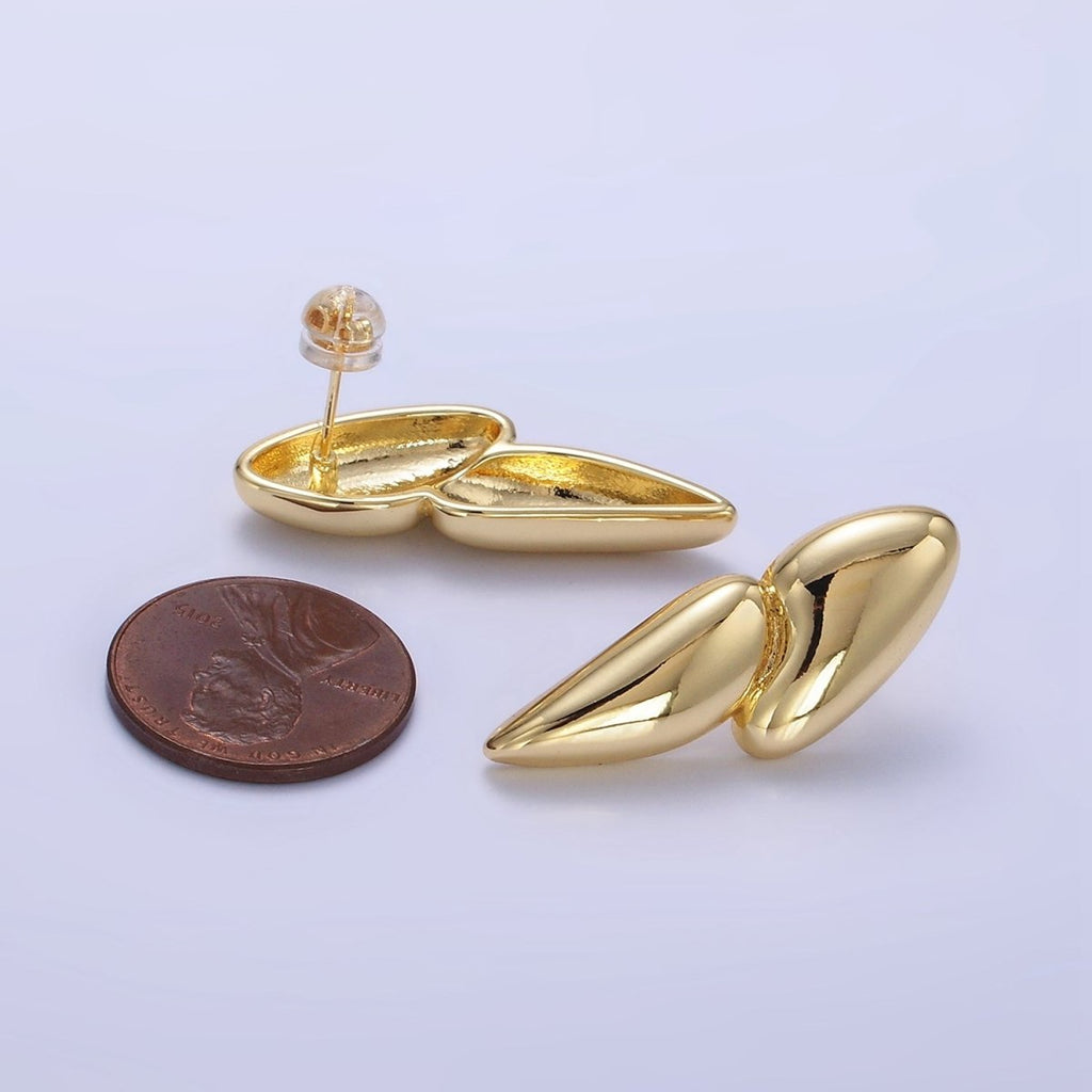 24K Gold plated Double Geometric Molten Stud Earrings | P114 - DLUXCA