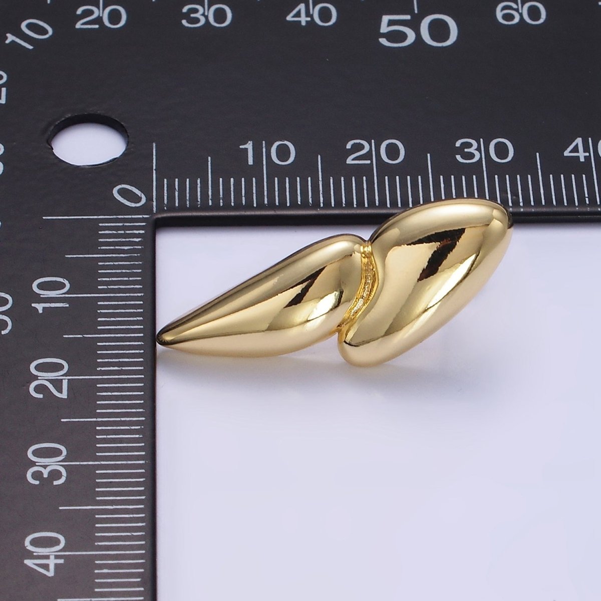 24K Gold plated Double Geometric Molten Stud Earrings | P114 - DLUXCA