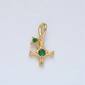 24K Gold plated Double Green CZ Celestial Star Charm in Gold & Silver | AA1513