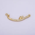 24K Gold plated Double Heart Clear Micro Paved CZ Curved Connector | G802 - DLUXCA