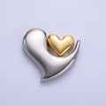 24K Gold plated Double Heart Geometric Mixed Metal Slide Charm Set | W824 - DLUXCA
