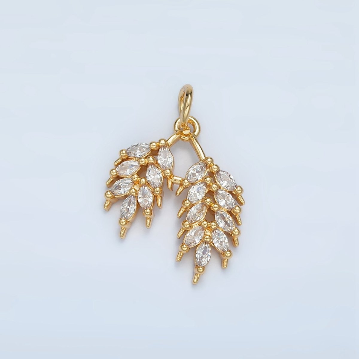24K Gold plated Double Marquise Leaf Plant Charm | N1371 - DLUXCA