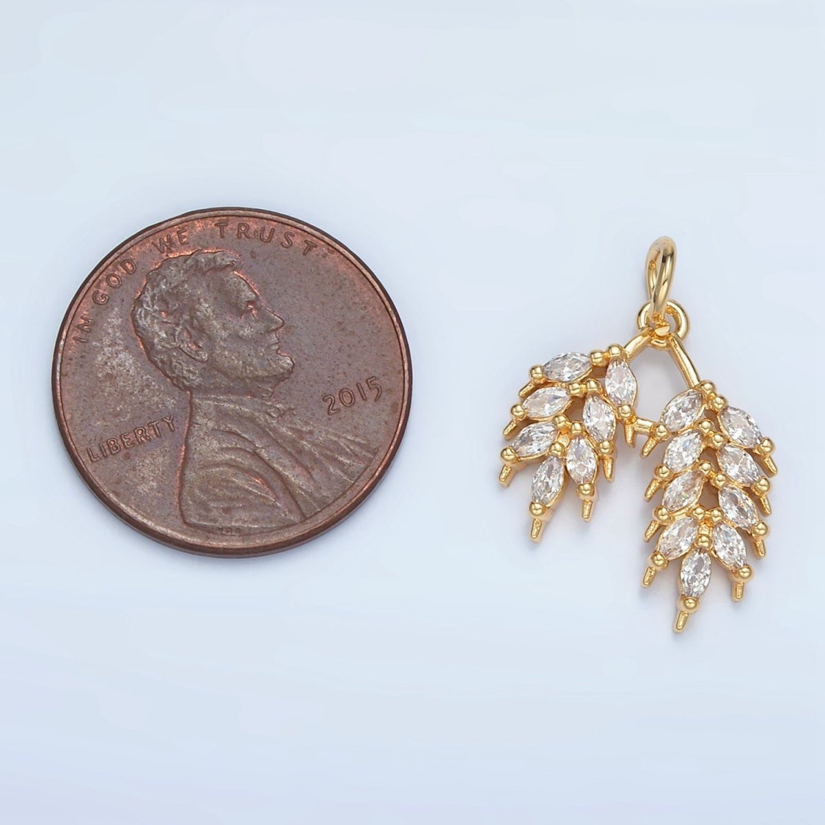 24K Gold plated Double Marquise Leaf Plant Charm | N1371 - DLUXCA