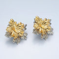 24K Gold plated Double Metal Flower Pop Stud Earring | V - 090 - DLUXCA
