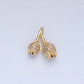 24K Gold plated Double Micro Paved CZ Rose Flower Charm | AA122 - DLUXCA
