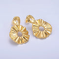 24K Gold plated Double Open Round Sunburst Drop Stud Earrings | AB1029 - DLUXCA