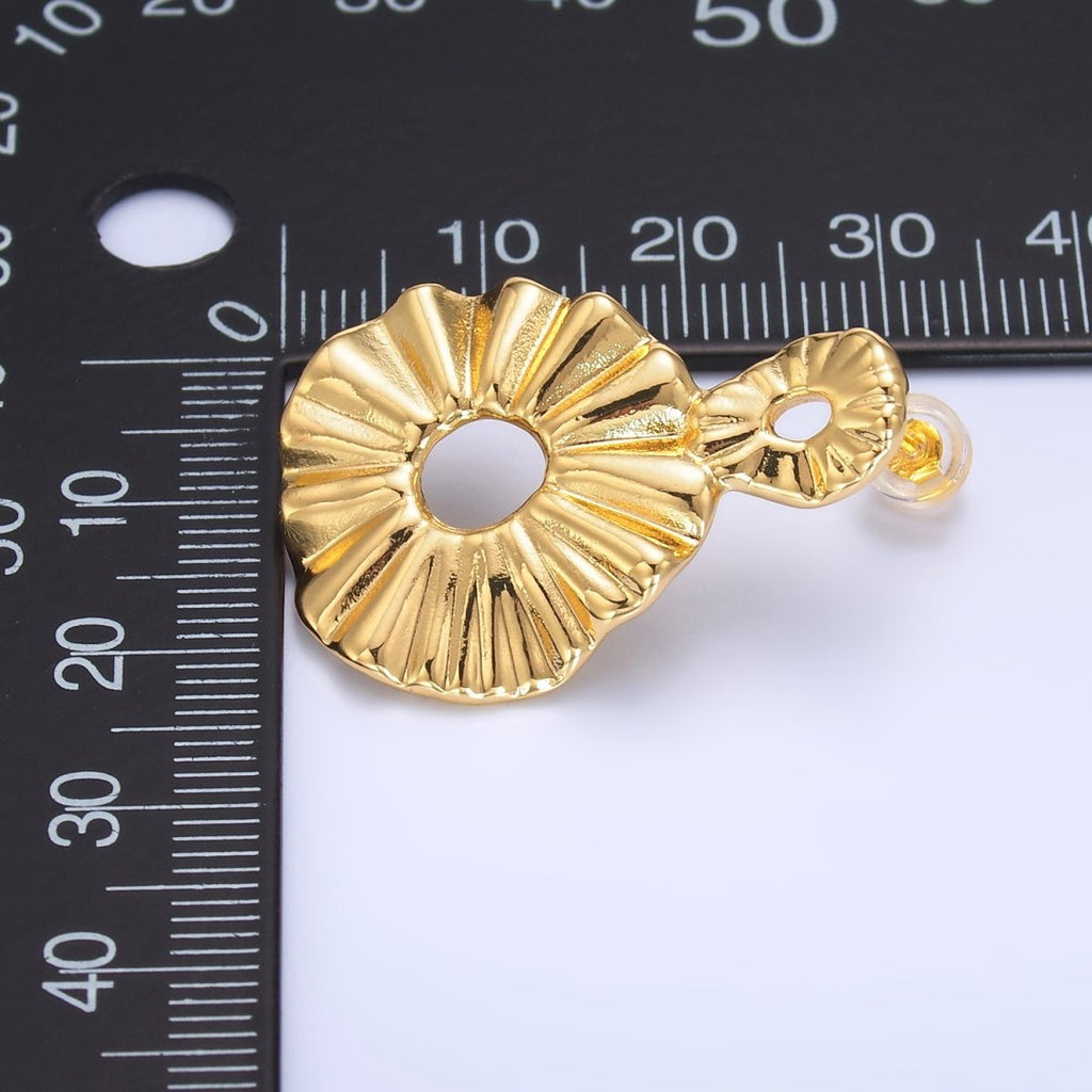 24K Gold plated Double Open Round Sunburst Drop Stud Earrings | AB1029 - DLUXCA