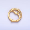 24K Gold plated Double Sided Pull Closure Micro Paved CZ Celestial Moon Face Findings | Z1027 - DLUXCA