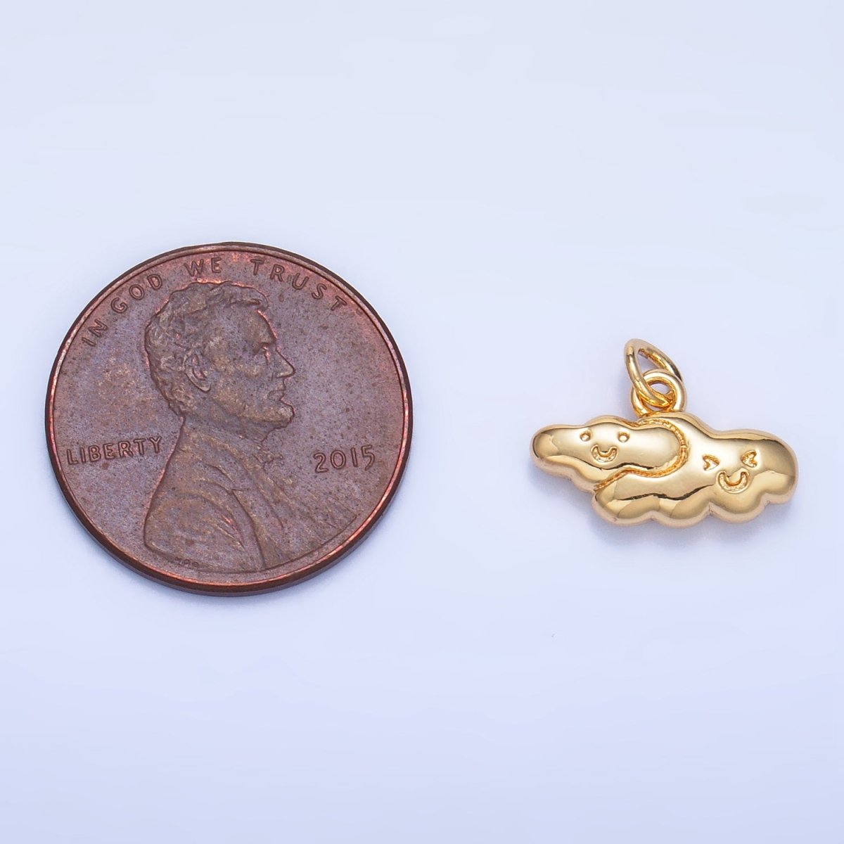 24K Gold plated Double Smiley Face Cloud Multidimensional 3D Charm | W020 - DLUXCA