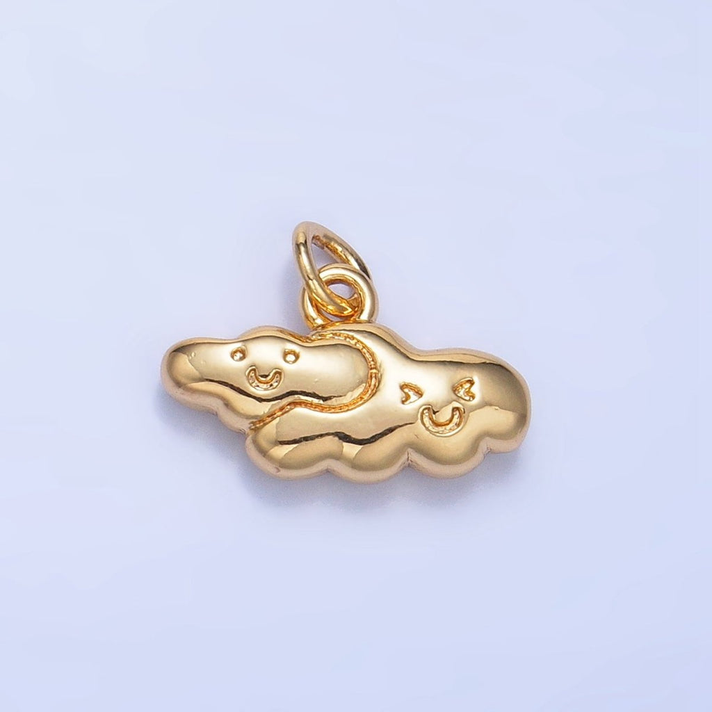 24K Gold plated Double Smiley Face Cloud Multidimensional 3D Charm | W020 - DLUXCA
