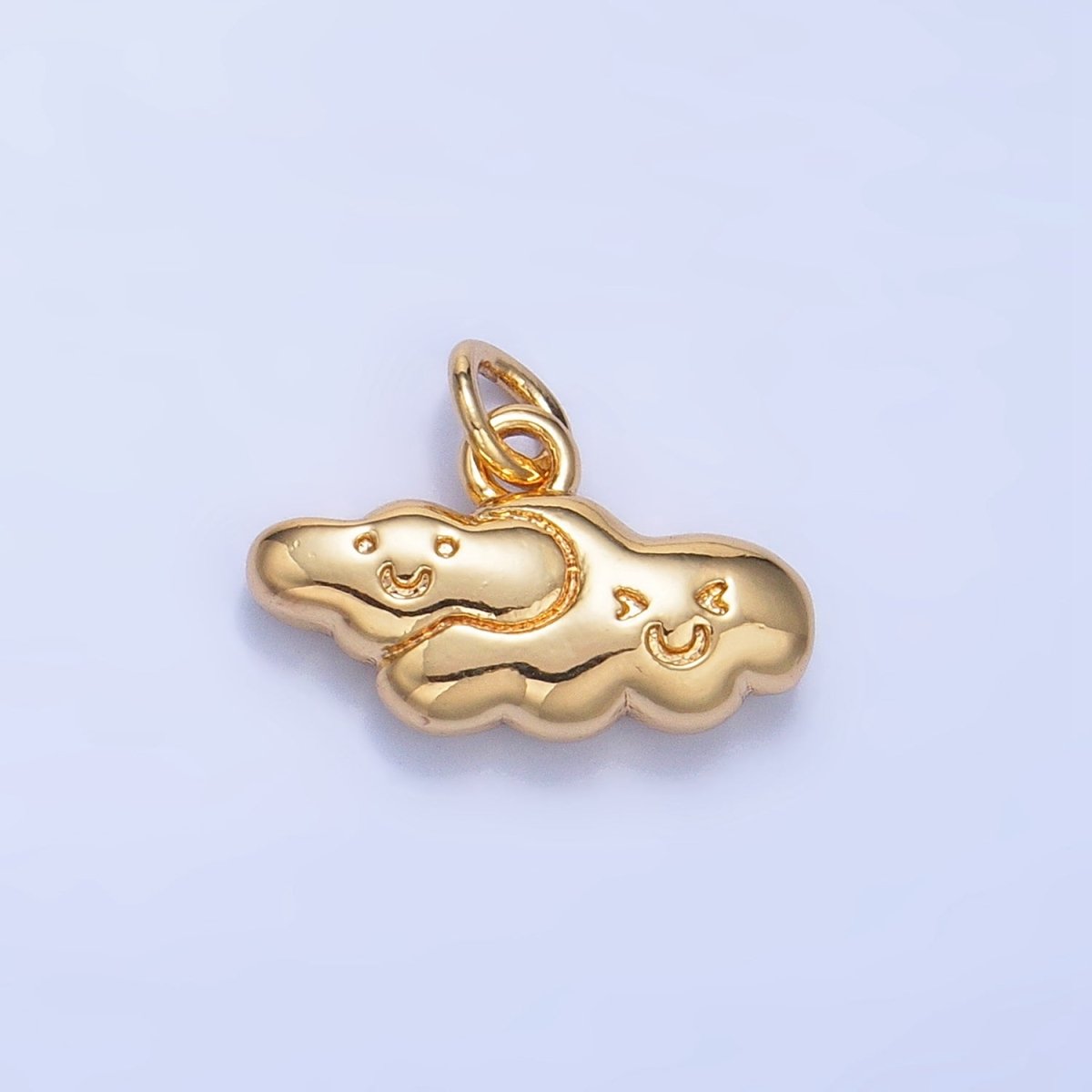 24K Gold plated Double Smiley Face Cloud Multidimensional 3D Charm | W020 - DLUXCA