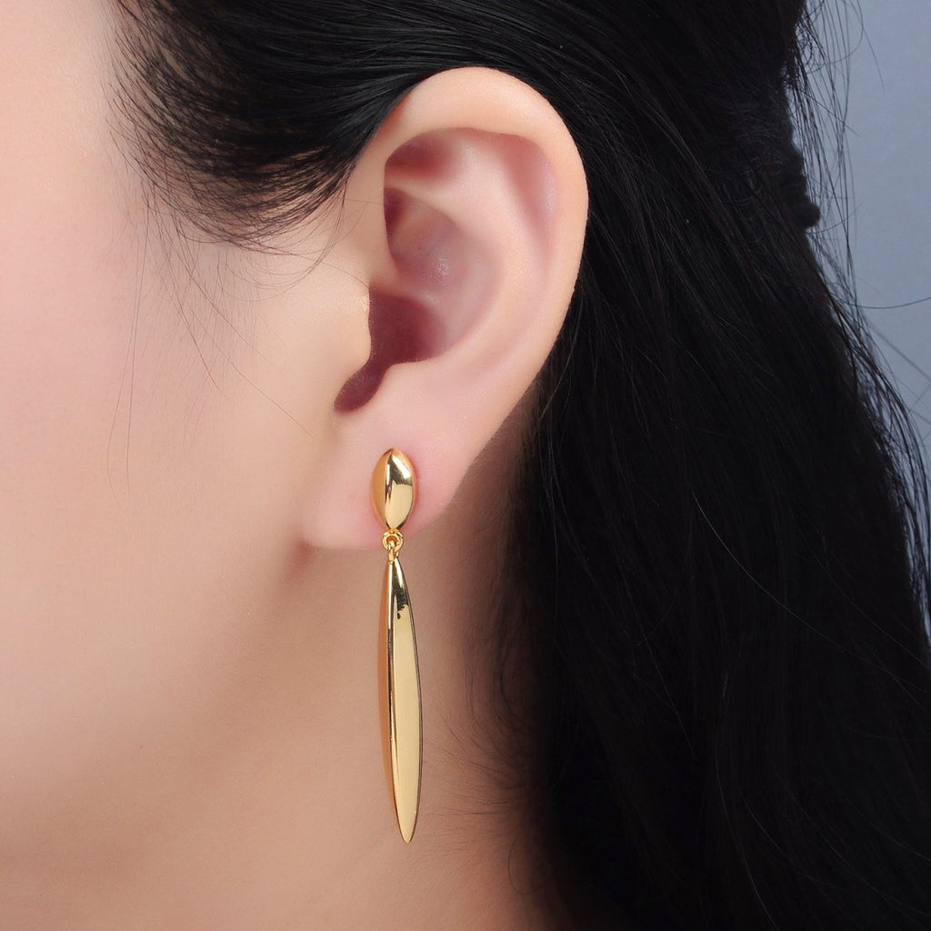 24K Gold plated Double Sphere Drop Stud Earrings | AD656 - DLUXCA