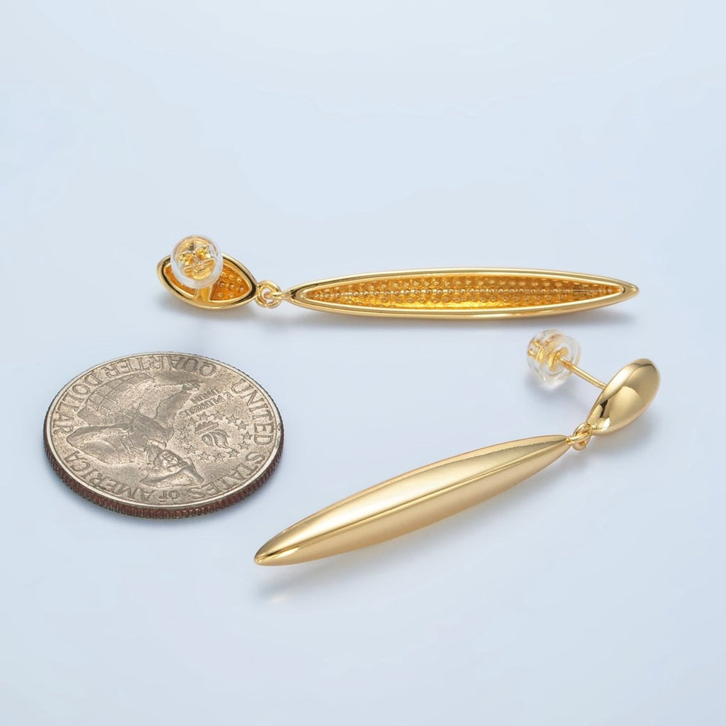 24K Gold plated Double Sphere Drop Stud Earrings | AD656 - DLUXCA