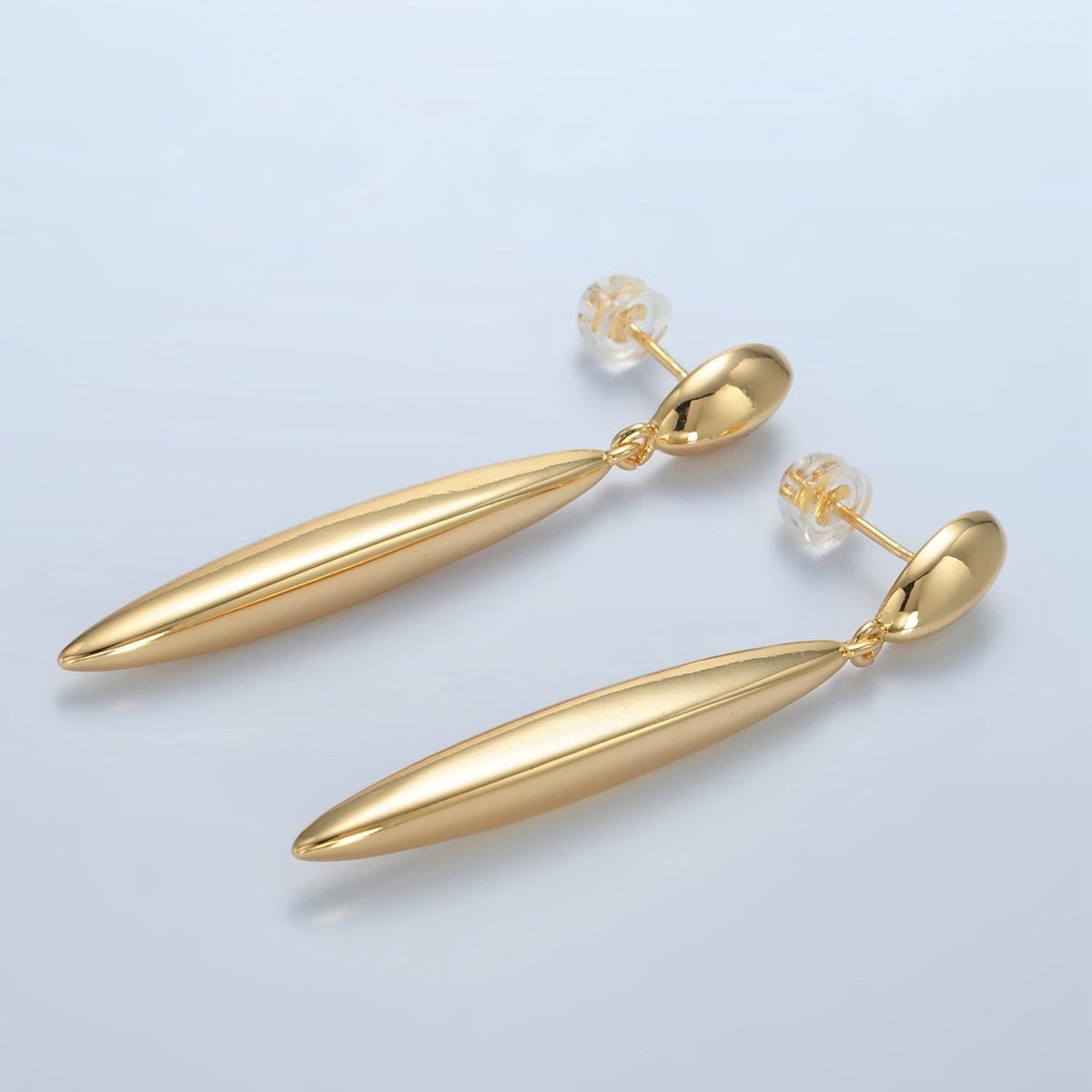 24K Gold plated Double Sphere Drop Stud Earrings | AD656 - DLUXCA