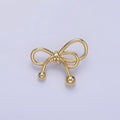 24K Gold plated Double Tied Ribbon Bow Looped Back Pendant in Gold & Silver | H051