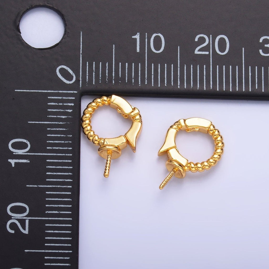 24K Gold plated Drill Beaded Snap Latch Bail Finding | Z1084 - DLUXCA