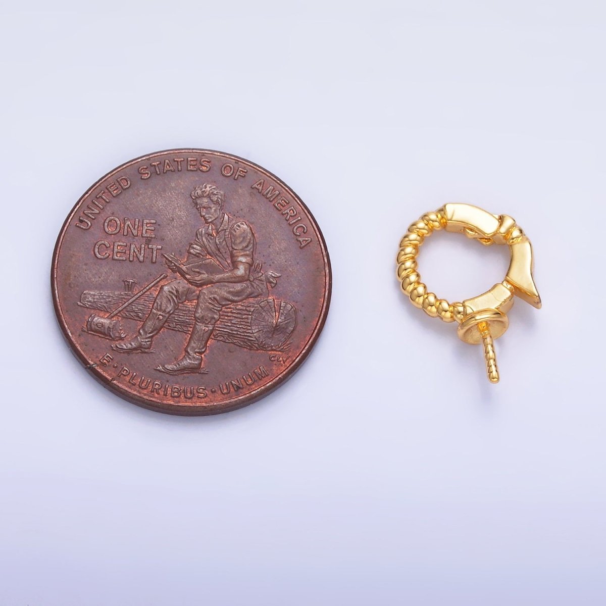 24K Gold plated Drill Beaded Snap Latch Bail Finding | Z1084 - DLUXCA