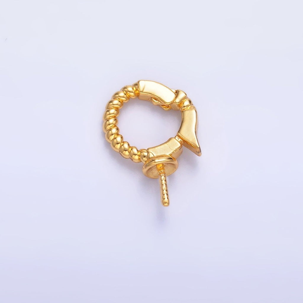 24K Gold plated Drill Beaded Snap Latch Bail Finding | Z1084 - DLUXCA