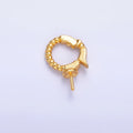 24K Gold plated Drill Beaded Snap Latch Bail Finding | Z1084 - DLUXCA
