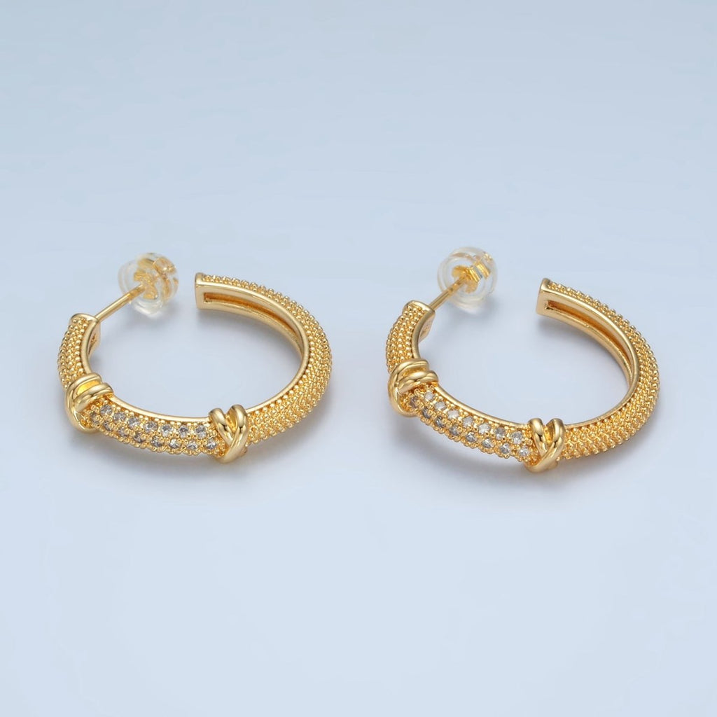 24k Gold plated Earring CZ Huggie Hoop Earrings AD - 622 - DLUXCA