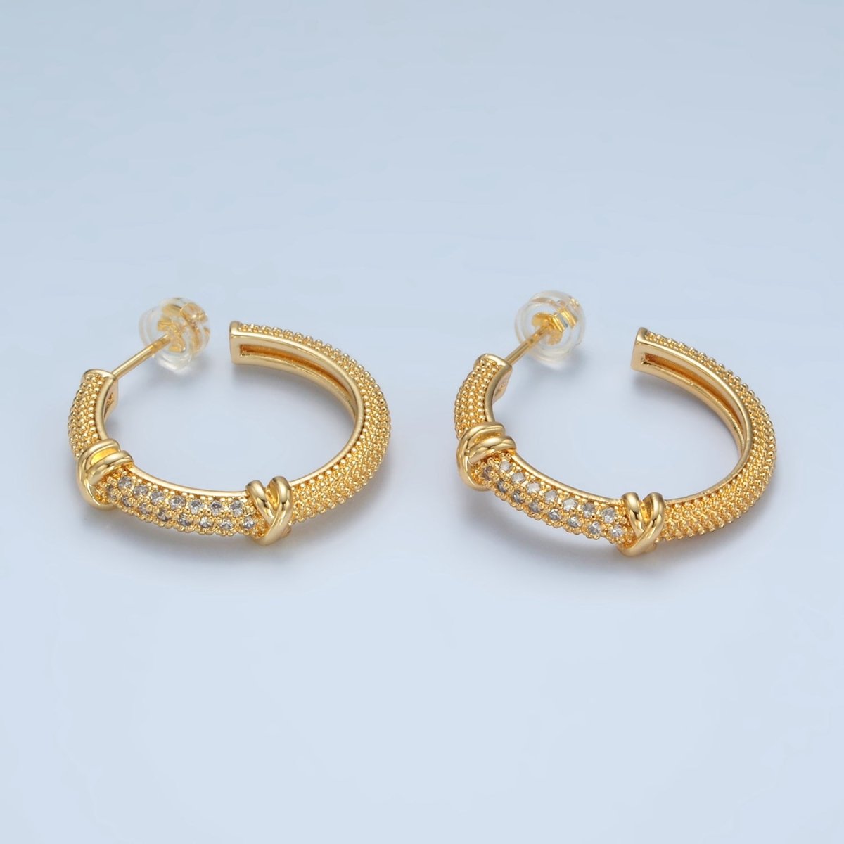 24k Gold plated Earring CZ Huggie Hoop Earrings AD - 622 - DLUXCA