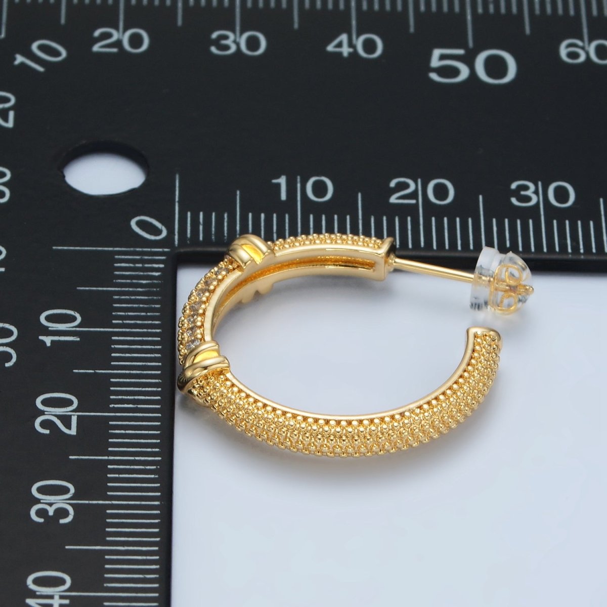 24k Gold plated Earring CZ Huggie Hoop Earrings AD - 622 - DLUXCA
