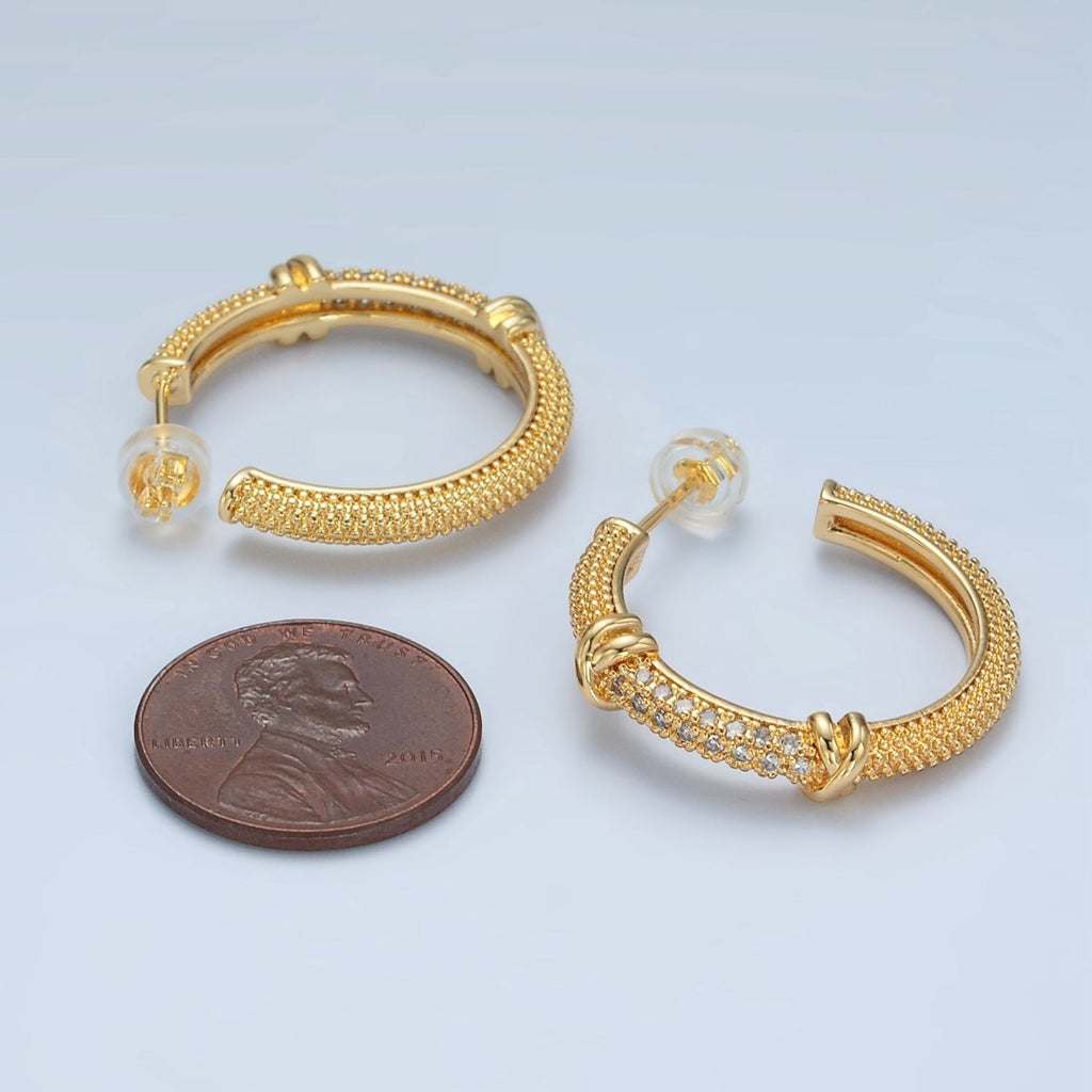 24k Gold plated Earring CZ Huggie Hoop Earrings AD - 622 - DLUXCA