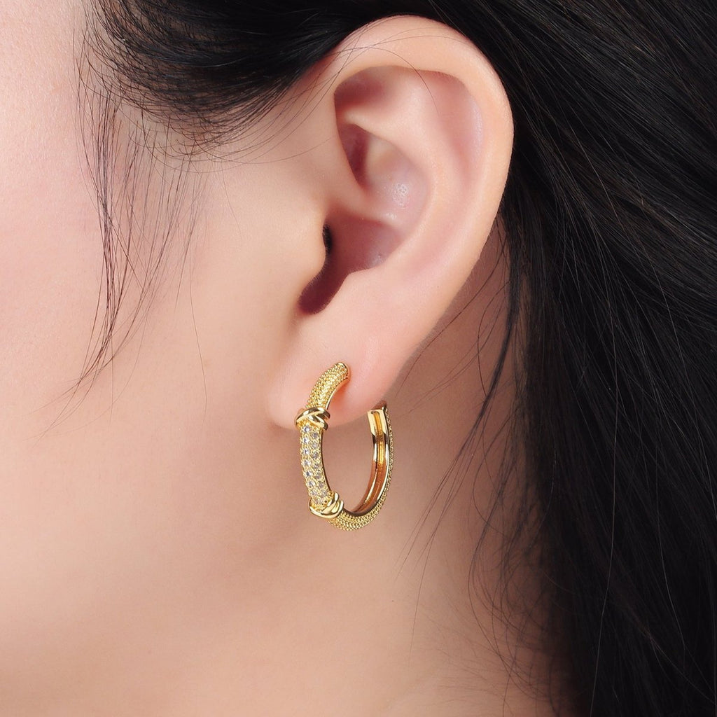 24k Gold plated Earring CZ Huggie Hoop Earrings AD - 622 - DLUXCA