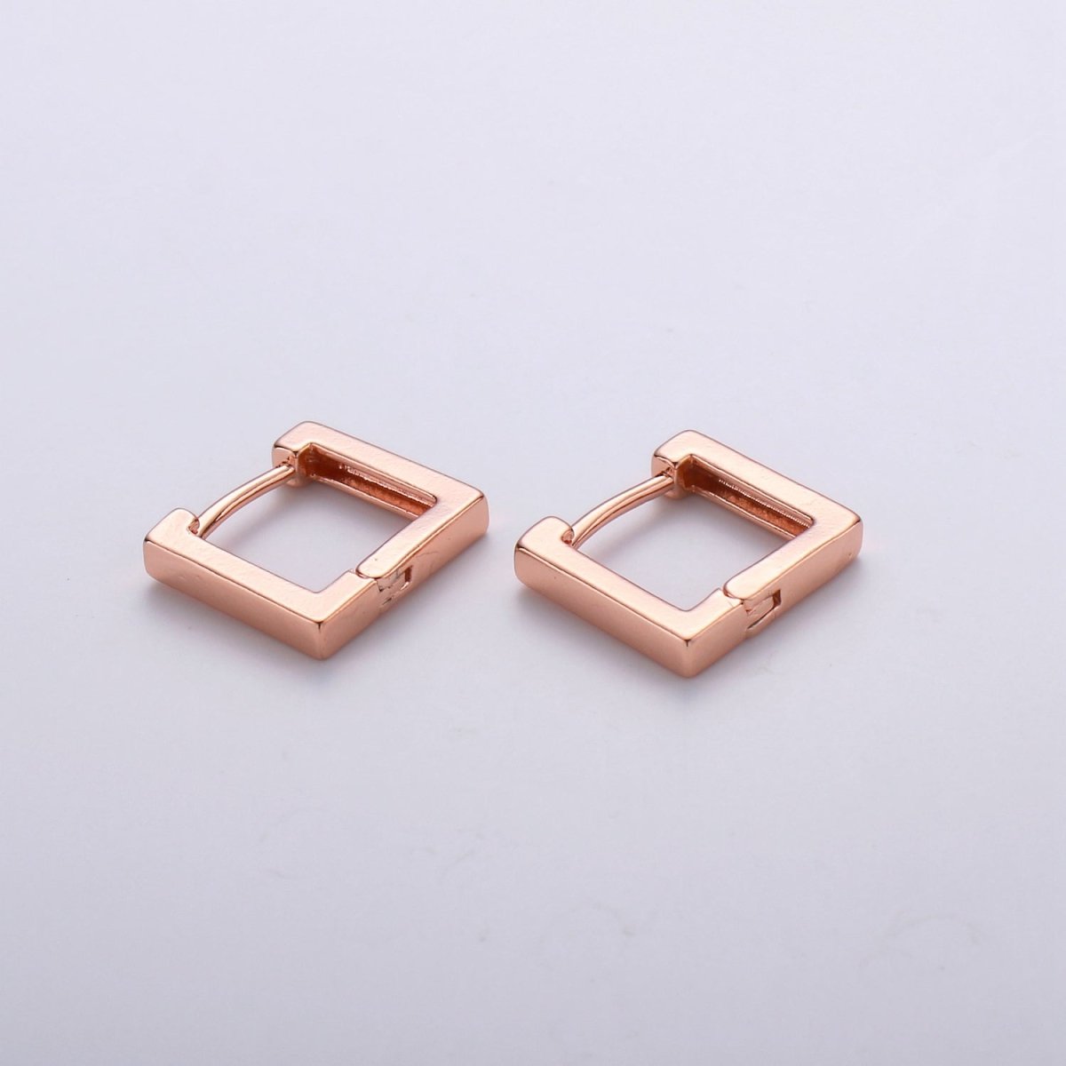 24k Gold plated Earrings, Square Huggie Earring, Square Earrings, DIY Earrings, Everyday Wear Earrings, Rosegold Earring L-924 - DLUXCA