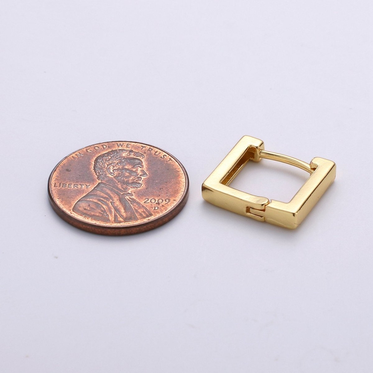 24k Gold plated Earrings, Square Huggie Earring, Square Earrings, DIY Earrings, Everyday Wear Earrings, Rosegold Earring L-924 - DLUXCA