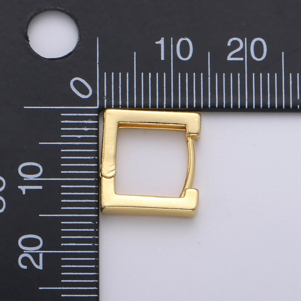 24k Gold plated Earrings, Square Huggie Earring, Square Earrings, DIY Earrings, Everyday Wear Earrings, Rosegold Earring L-924 - DLUXCA